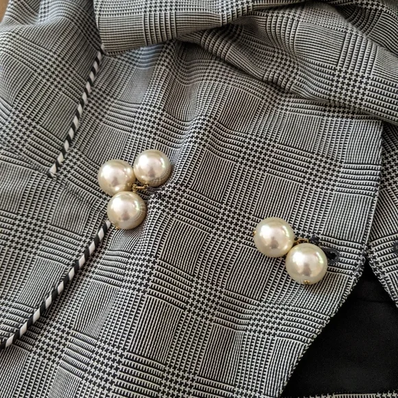 Vintage blazer pearls black white - Picture 5 of 8